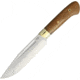 Bark River Vidarr Fixed Blade Knife, 11in Overall, 6.13in Satin A2 Tool Steel Drop Point, Natural Canvas Micarta Handle, Nickel Silver Guard, Collaboration w/Dan Tope, Brown Leather, 10-114MNC