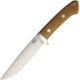 Bark River Wilderness Explorer Fixed Blade Knife, 10.75in Overall, 5.75in Satin Cpm Cru-Wear Steel Blade, Natural Canvas Micarta Handle, SS Guard, Brown Leather Belt Sheath, 02-250MNC