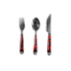 Battling Blades Micarta 2 High Carbon Damascus Steel Fork Spoon And Knife Silverware Set, Red, 6564918329516