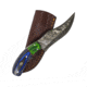 Battling Blades Skinning Skinner Knife, High Carbon Damascus Steel Blade, Blue/Green, 7520571457708