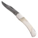 Bear and Son Knives Midsize Lockback Folding Knife, 2.75in, Damascus Steel, White Smooth Bone Handle, WSB05D