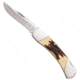 Bear and Son Knives Midsize Lockback Folding Knife, 2.75in, High Carbon Stainless Steel, Clip Point, Genuine India Stag Bone Handle, 505
