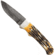 Bear and Son Knives Pro Skinner Fixed Blade Knife w/ Leather Sheath, 3.13in, High Definition Damascus Steel, Genuine India Stag Bone Handle, 549D