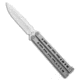 Bear Ops Bear Ops Bear Song VIII Small Bayonet Butterfly Knife Gray 3.75&quot; Satin, Gray, 154CM, adult, BHQ-145125