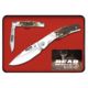 Bear &amp; Son Cutlery 2 Piece Tin Set of Folding Knives with Stag Delrin Handle
