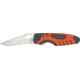 Bear &amp; Son Sideliner Fold Knife, SS partially serrated Blade, Black Zytel and red Kraton Handle BC7404SR