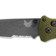 Benchmade Bailout Folding Knife, 3.38 in, CPM-M4 Steel, Serrated Tanto Blade, 6061-T6 Aluminum, Woodland Green Handle, 537SGY-1