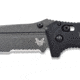 Benchmade Sibert Adamas Axis Stud Folding Knife, 3.82in, CPM-CruWear Steel, Drop Point Serrated Grey Coated Blade, Contoured G10, Black Handle 275SGY-1