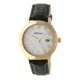 Bertha Eden Mother-Of-Pearl Leather-Band Watch w/Date, Gold/Black, Standard BTHBR6504