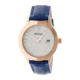 Bertha Eden Mother-Of-Pearl Leather-Band Watch w/Date, Rose Gold/Blue, Standard BTHBR6506