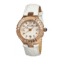 Bertha Evelyn Ladies Watch, White Leather Band, Crystals Bezel, Silver Analog Dial, Rose Gold Hand BTHBR1703