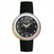 Bertha Jean Ladies Watch, Black Band, Silver Bezel, Black Dial, Gold Hand BTHBR3505