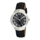 Bertha Pauline Ladies Watch, Black Leather Band, Silver Bezel, Black Analog Dial, Silver Hand BTHBR402