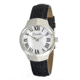 Bertha Pauline Ladies Watch, Black Leather Band, Silver Bezel, White Analog Dial, Silver Hand BTHBR403