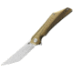 Bestech Knives Kamoza Framelock Gold Folding Knife, 3.63 satin finish Bohler M390 stainless tanto bla, Gold titanium handle, BT1911C