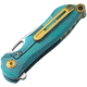 Bestech Knives Parrot Framelock Teal Folding Knife, 2.25in S35Vn SS Blade, Teal Grooved Titanium Handle, Thumb Pull, Pocket Clip, Satin And Stonewash Blade, Teal, BT1807D