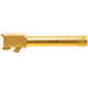 Bishop Defense Threaded Match Grade Pistol Barrel, Glock 19, 9mm, 4.52 in, 1-10 Twist, Gold, BDBLTG19GLD