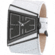 Black Dice Hustle Men's Watch - Black Dial and Case, White Leather Strap BLABD-003-08