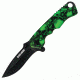 Black Legion Skull Mayhem Folding Knife,4.5in Closed Steel Blade,Green Skulls Handle BV161