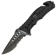 Black Legion Skull Rescue Folding Pocket Knife,4.5in Closed,Partially Serrated Drop Point Stainless Steel Blade,Black ABS Handle BV271
