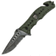 Black Legion Skull Rescue Folding Pocket Knife,4.5in Closed,Partially Serrated Drop Point Stainless Steel Blade,Green ABS Handle BV273