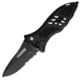 BlackHawk Small Button Lock Folding Knife, 3.25in, D2 Tool Steel, Partial Serrated, Reinforced Nylon w/ 420J Stainless Steel Liners Handle, Black, BH15M211BK