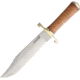 Blackjack Model 129 Bowie Fixed Blade Knife, 15in Overall, 9.25in Satin A2 Tool Steel Clip Point Blade, Stacked Leather Handle, Brown Leather Belt Sheath, 12-9SLT