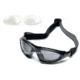Body Specs BS-Twin Goggles w/ Anti-Fog Interchangeable Gray/Clear Lenses, Black Frame
