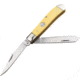 Boker Mini Trapper Yellow Delrin Folding Knife, 3.5in Closed, Satin D2 Tool Steel Clip/Spey Blades, Yellow Synthetic Handle, 110850