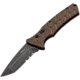 Boker Plus Strike Button Lock Coyote Folding Knife, 3.25in Black Stonewash Partially Serrated Aus-8 SS Tanto Blade, Coyote Brown Textured Aluminum Handle, Pocket Clip, Coyote brown, 01BO425N