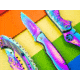 Boker Magnum Rainbow II Folding Knife, 4in Closed, 3in, 440A, Spectrum Partially Serrated Blade, Spectrum Stainless Steel Handle, 01YA107