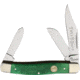 Boker Stockman Lime Green Folding Knife, 4in Closed, Mirror Stainless Clip/Sheepsfoot/Spey Blades, Green Smooth Bone Handle, BK110711