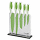 Boker USA 5pc Colorcut Knife Set w/Block,CrMoV Steel Blade,Apple Green Handle,Santoku,Chef,Bread,Utility,Vegetable 03CT221