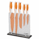 Boker USA 5pc Colorcut Knife Set w/Block,CrMoV Steel Blade,Apricot Orange Handle,Santoku,Chef,Bread,Utility,Vegetable 03CT321