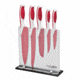 Boker USA 5pc Colorcut Knife Set w/Block,CrMoV Steel Blade,Raspberry Red Handle,Santoku,Chef,Bread,Utility,Vegetable 03CT121