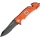 Boker USA Rescue Linerlock EMS Folding Knife, 3.38in Black Partially Serrated 440 SS Blade, Orange Aluminum Handle, Belt/Cord Cutter, Inlay Shield, Glass Breaker, Pocket Clip, Thumb Stud., 01LL472