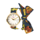 Boum Arc Floral-Print Wrap Watch - Women's, Gold/Navy, 34mm, BOUBM5002