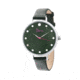 Boum Perle Leather-Band Watch, Silver/Green, BOUBM5103