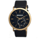 Breed Maxwell Mens Watch, Black Leather Band, Gold Bezel, Black Analog Dial, Gold Hand BRD4104
