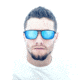Sunglasses Meridian 003SR, Silver Titanium Frame, Blue/Gradient Lens