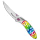 Brighten Blades Peace Folding Knife w/ Case, 2.60in, 8Cr13MoV, Trailing Point Blade, Aluminum, Blue/Pink/Yellow Handle, Blue/Pink/Yellow/Silver, 6.125 inch, BHQ-137061