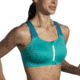 Brooks Dare Zip Run Bra 2.0 - Womens, Nile Green/Lagoon/Light Mint, 34DE, 350083369.034DE