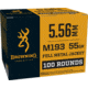 Browning 5.56x45mm NATO 55 Grain Full Metal Jacket Brass Cased Rifle Ammunition, 100 Rounds, BM193100