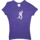 Browning Bg Women's T-shirt W/buckmark Fitted Medium Purple/white
