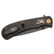 Browning Rivet Folding Knife, 3in, D2 High Carbon Steel, Drop Point, Laminate Handle, N, 3220474