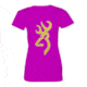 Womens Graphic Crinkle Foil Buckmark Short Sleeve T-Shirt, Fuchsia