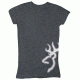 Browning Womens Studded Buckmark S/S Tee-Fitted, Charcoal, M BRD020052.097900.M