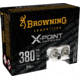 Browning X-Point .380 ACP 95 grain X-Point Nickel Plated Brass Cased Centerfire Pistol Ammo, 20 Rounds, B191703802