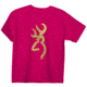 Youth Graphic Gold Glitter Buckmark Short Sleeve T-Shirt, Hot Pink