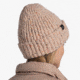 Buff Knitted &amp; Fleece Beanie, Pale Pink, 129698.508.10.00